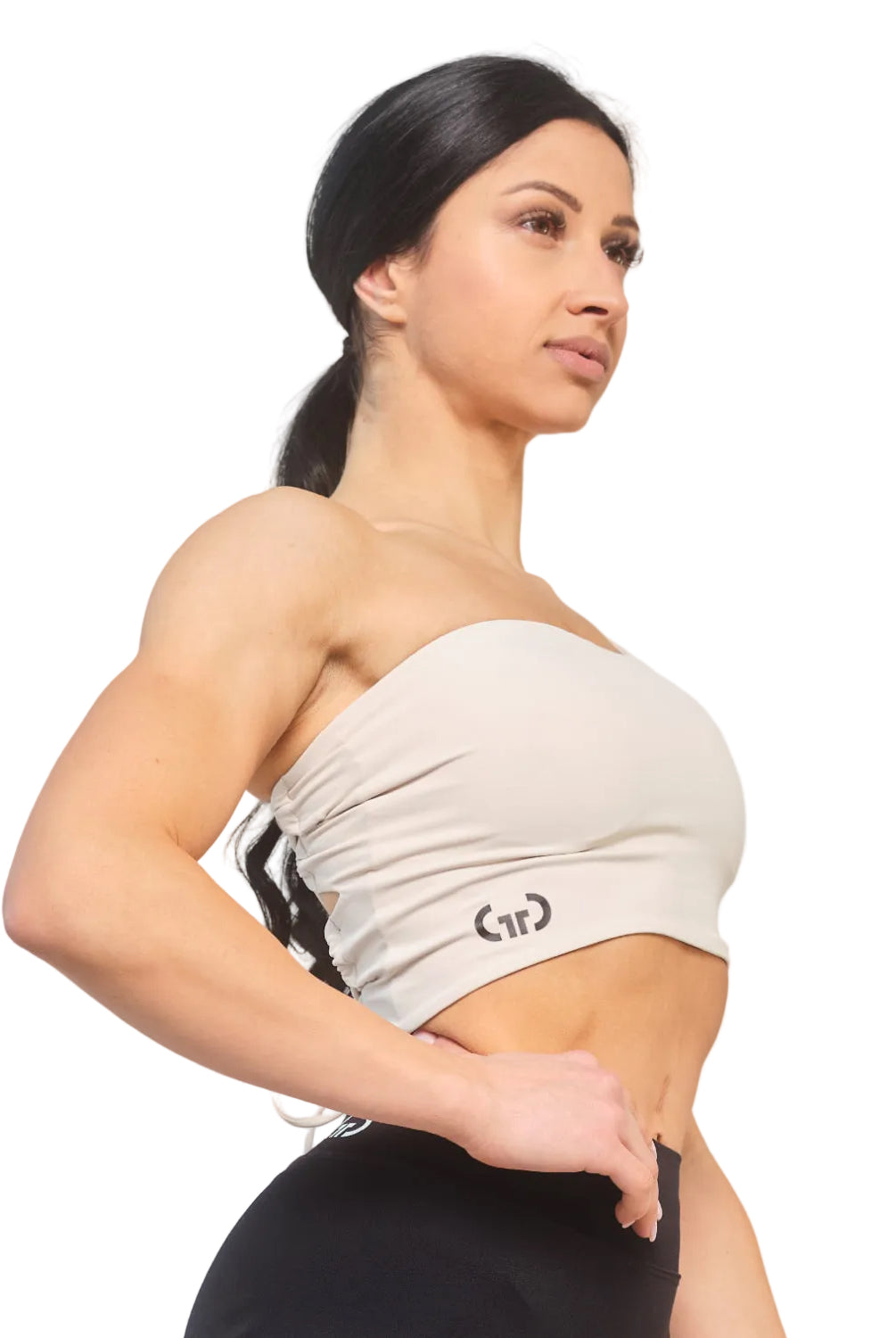 Cream Crossback Bralette for Women – Seamless, Light Support Gym Wear | Soft Breathable Fabric