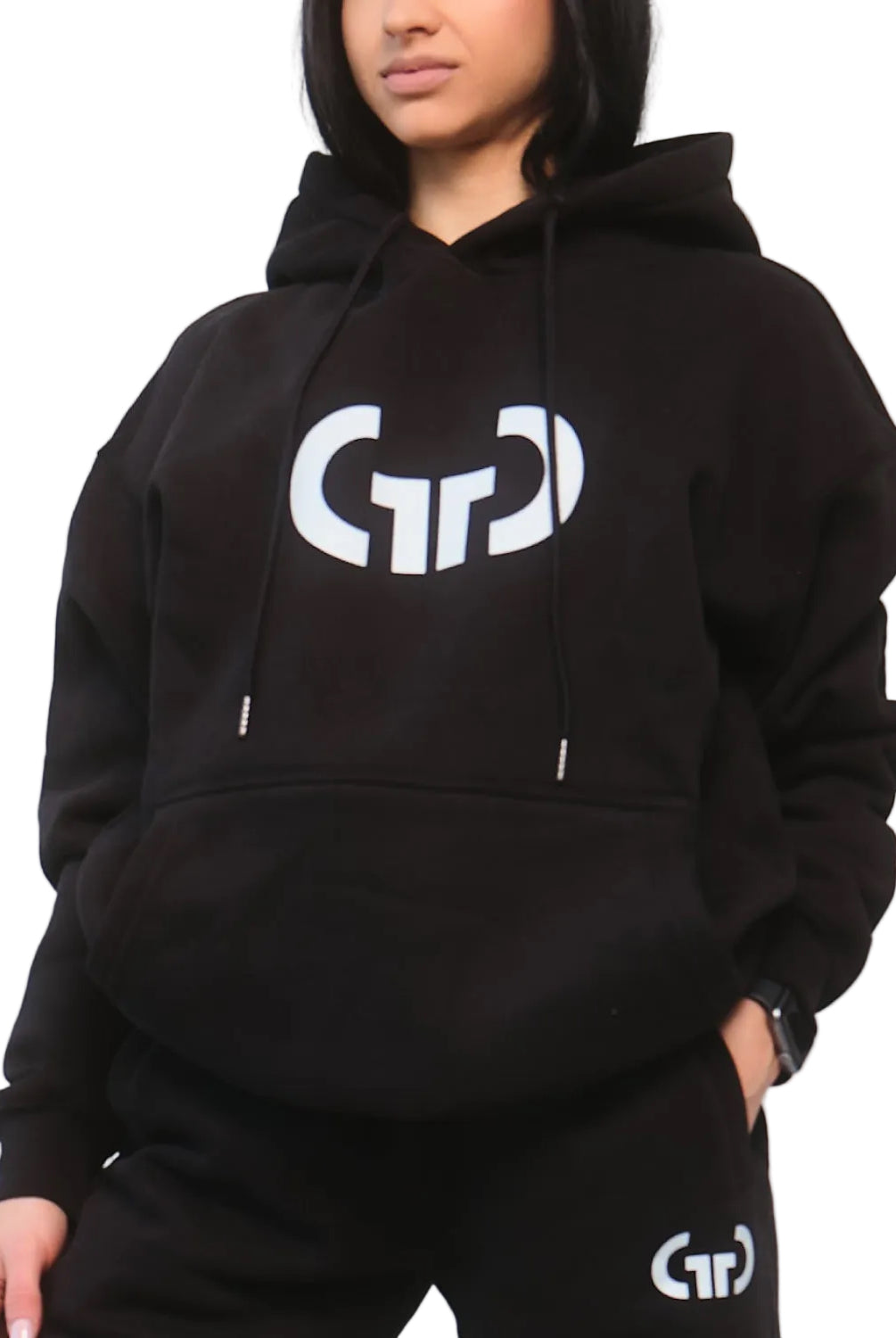 Athleisure Hoodie for Women in Black – Ultra-Soft Fabric, Relaxed Fit with Drawstring Hood & Pockets
