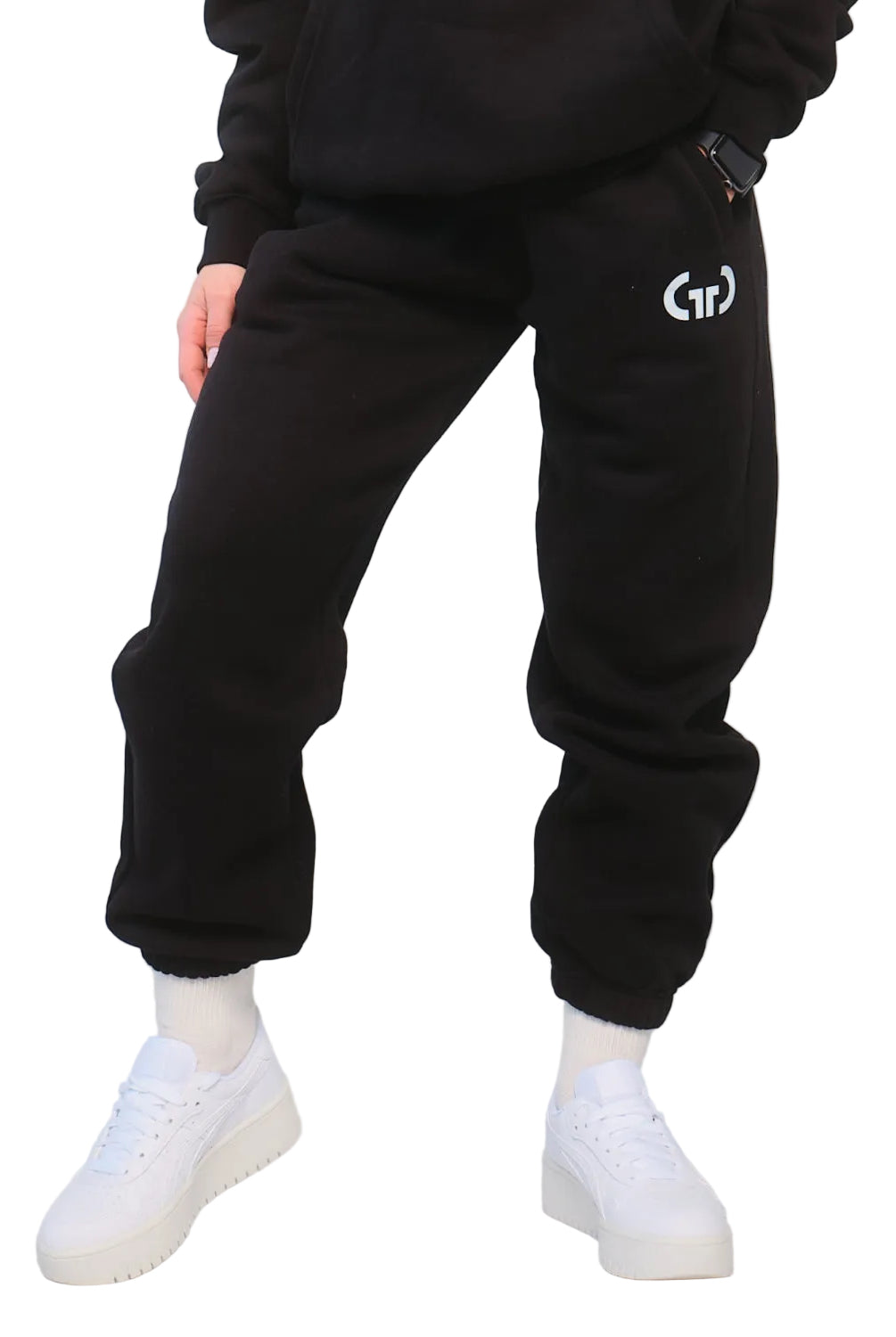 Trackpant for Women in Black – Tapered Leg, Adjustable Waistband, Soft Breathable Fabric for Comfort & Style
