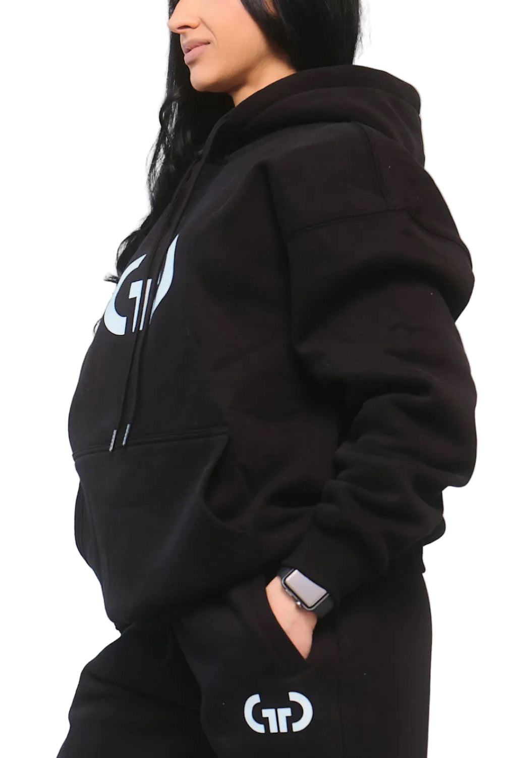 Athleisure Hoodie for Women in Black – Ultra-Soft Fabric, Relaxed Fit with Drawstring Hood & Pockets