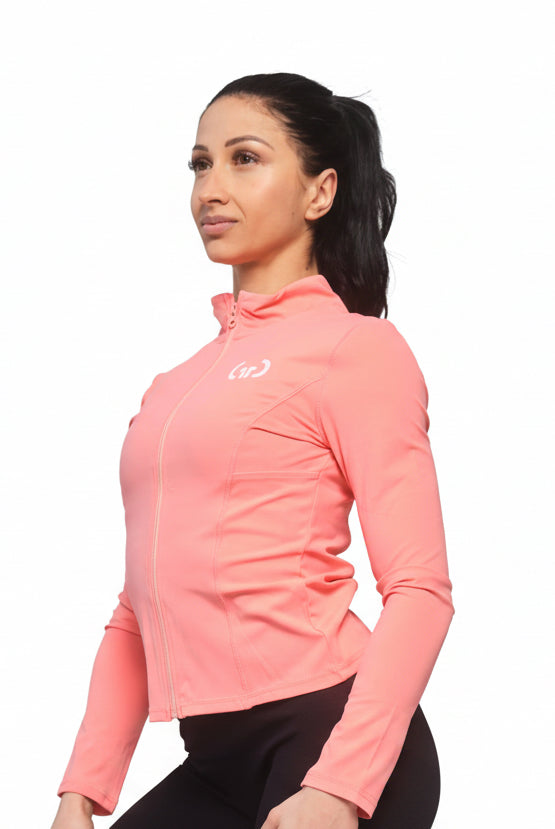 Women’s Athleisure Jacket in Pink – Stylish Performance Layer with Zippered Pockets & Adjustable Cuffs - Get Things Done Jacket