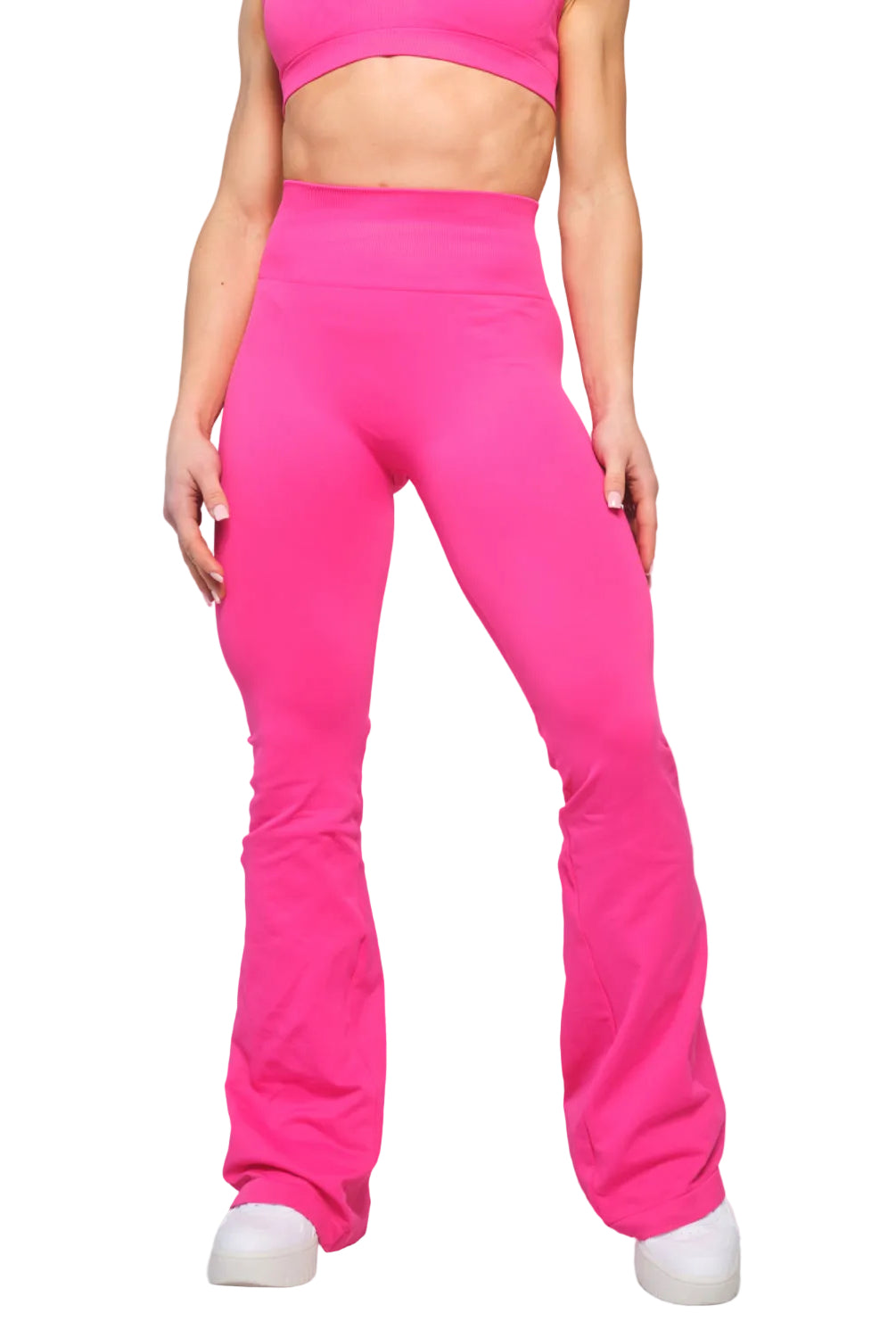 Scrunch Flare Trousers for Women in Pink – Figure-Enhancing Fit with Flared Leg and Scrunch Detail