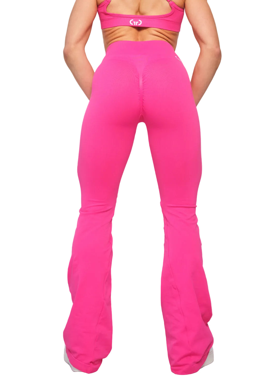 Scrunch Flare Trousers for Women in Pink – Figure-Enhancing Fit with Flared Leg and Scrunch Detail