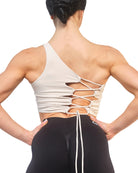 Cream Crossback Bralette for Women – Seamless, Light Support Gym Wear | Soft Breathable Fabric
